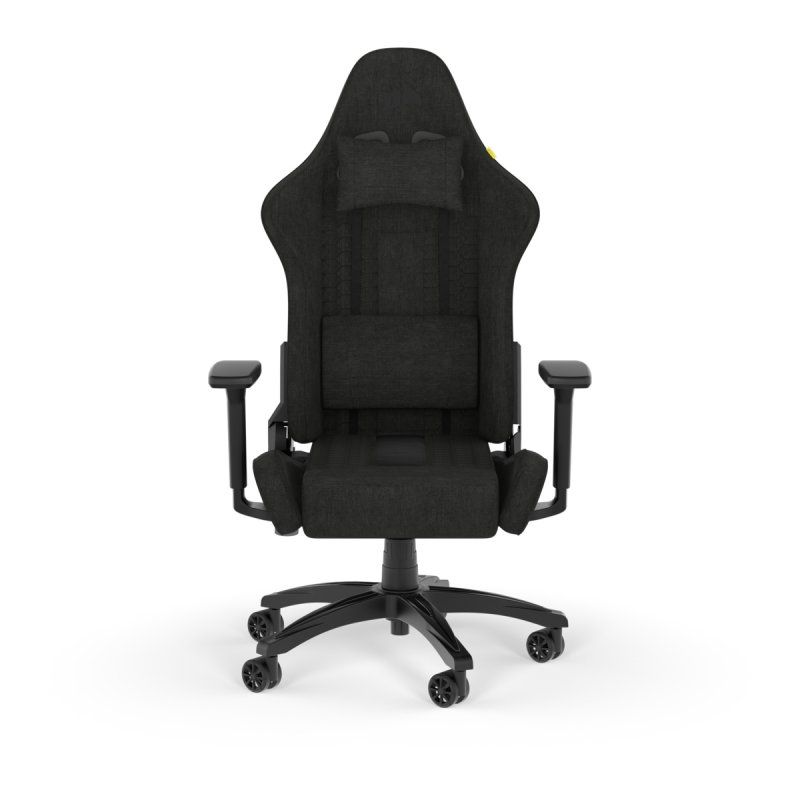 CORSAIR TC100 Gaming-Stuhl mit Stoffbezug schwarz - Gaming Stuhl mit Lendenkissen und abnehmbaren Nackenkissen aus Memor