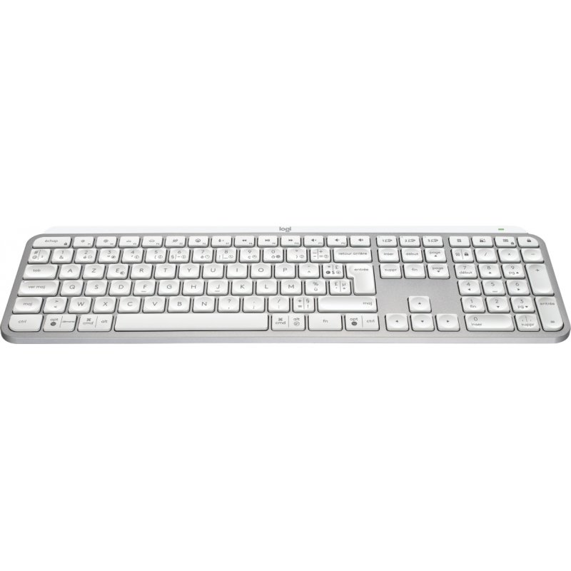Logitech MX Keys S clavier RF sans fil + Bluetooth AZERTY Français Aluminium, Blanc