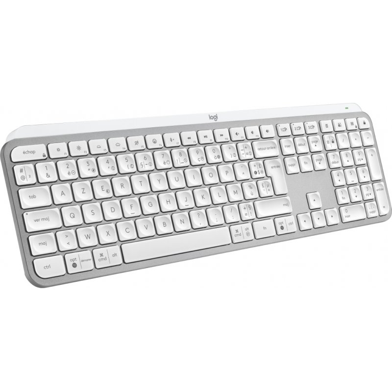 Logitech MX Keys S clavier RF sans fil + Bluetooth AZERTY Français Aluminium, Blanc
