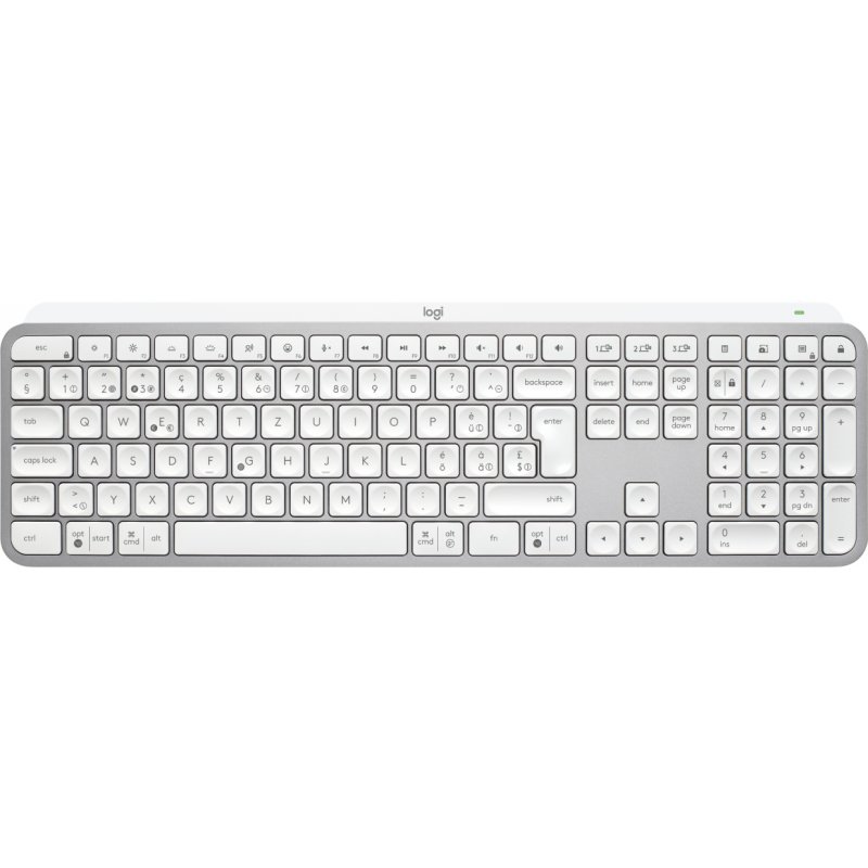 Logitech MX Keys S keyboard RF Wireless + Bluetooth QWERTZ Swiss Aluminium, White