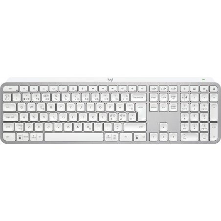 Logitech MX Keys S clavier RF sans fil + Bluetooth QWERTY Danois, Finlandais, Norvégien, Suédois Aluminium, Blanc