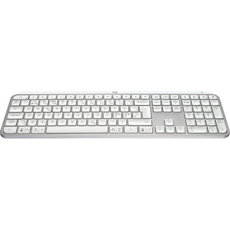Logitech MX Keys S clavier RF sans fil + Bluetooth QWERTY Danois, Finlandais, Norvégien, Suédois Aluminium, Blanc