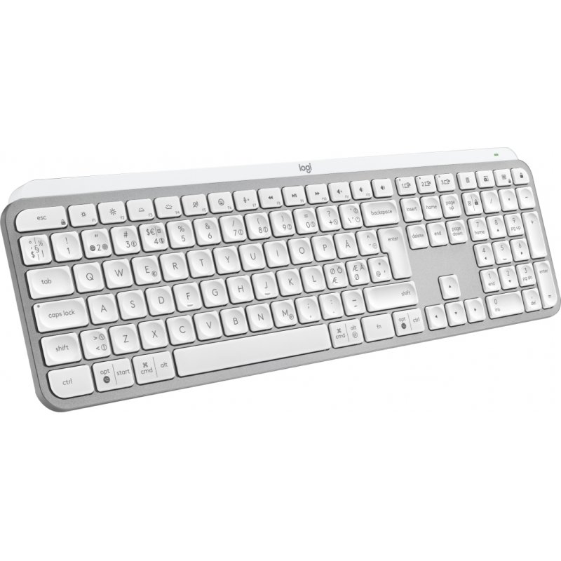 Logitech MX Keys S clavier RF sans fil + Bluetooth QWERTY Danois, Finlandais, Norvégien, Suédois Aluminium, Blanc