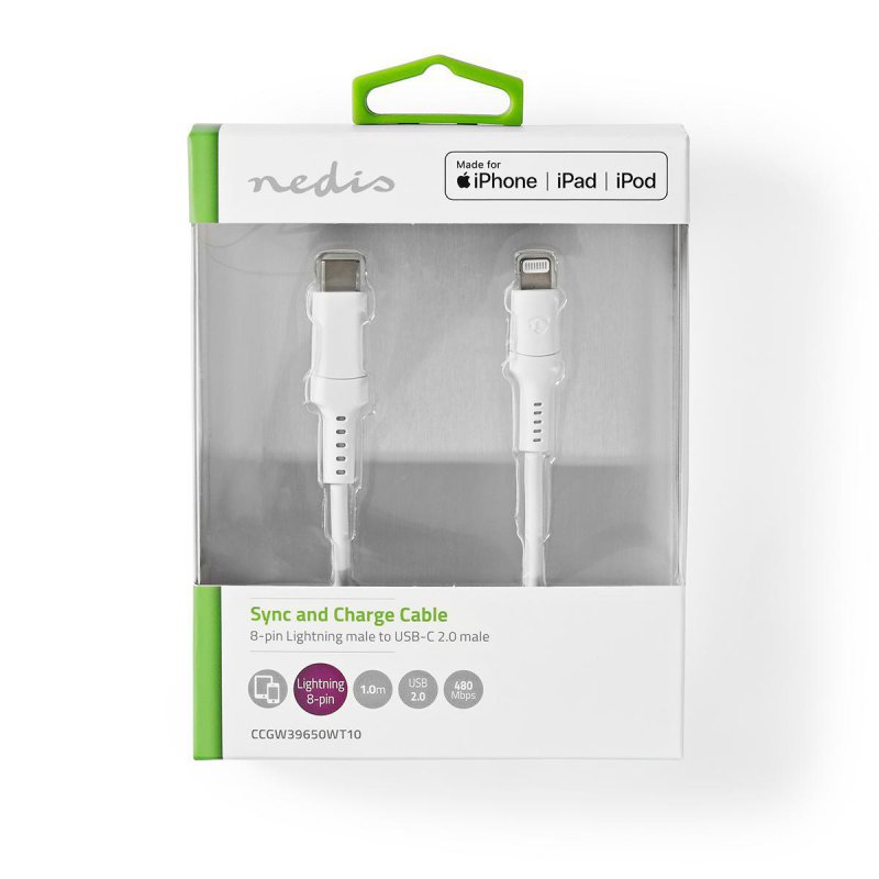 Nedis CCGW39650WT10 lightning cable 1 m White