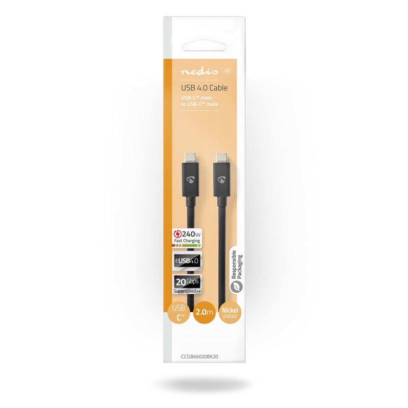 Nedis CCGB66020BK20 USB cable 2 m USB4 Gen 2x2 USB C Cyan