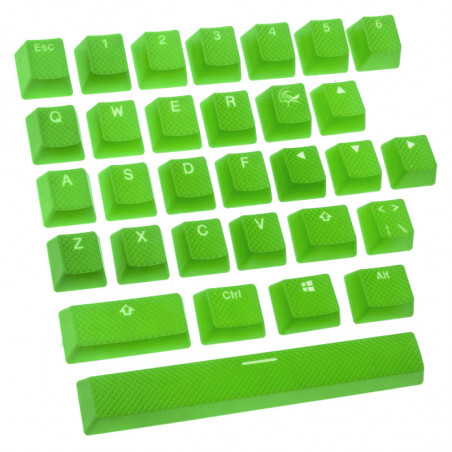 Ducky compatible Rubber Keycap Set, 31 Tasten, Double-Shot, gummiert, für Backlight - grün
