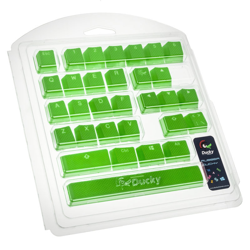 Ducky compatible Rubber Keycap Set, 31 Tasten, Double-Shot, gummiert, für Backlight - grün