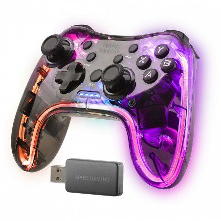 Mars Gaming MGP-24 Wireless Gamepad 2.4GPRO Neon RGB Dual Haptic Vibration Analog Joysticks Controller for PC PS3 PS4 XB