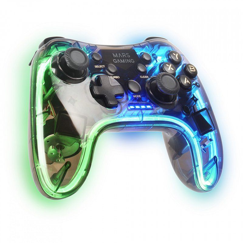 Mars Gaming MGP-24 Wireless Gamepad 2.4GPRO Neon RGB Dual Haptic Vibration Analog Joysticks Controller for PC PS3 PS4 XB