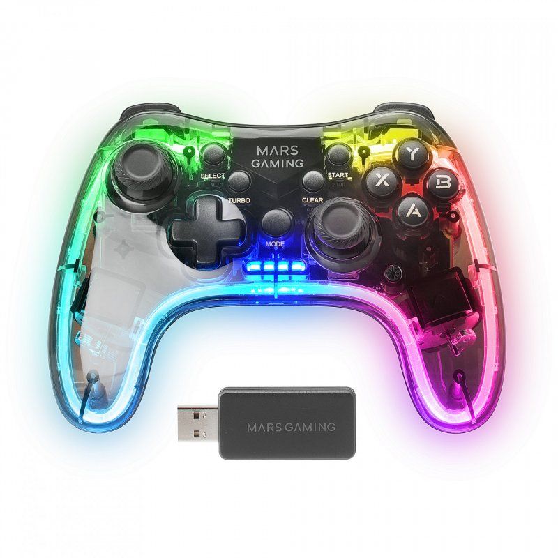 Mars Gaming MGP-24 Noir, Transparent RF Manette de jeu Android, MAC, PC, PlayStation 4, Playstation 3, Xbox 360