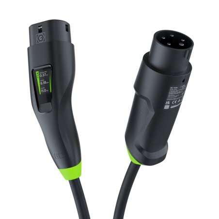 EM Green Cell Elektroauto Ladekabel/electric car charging cable Typ 2 11KW 6-16A 7m Bluetooth LCD-Display Black