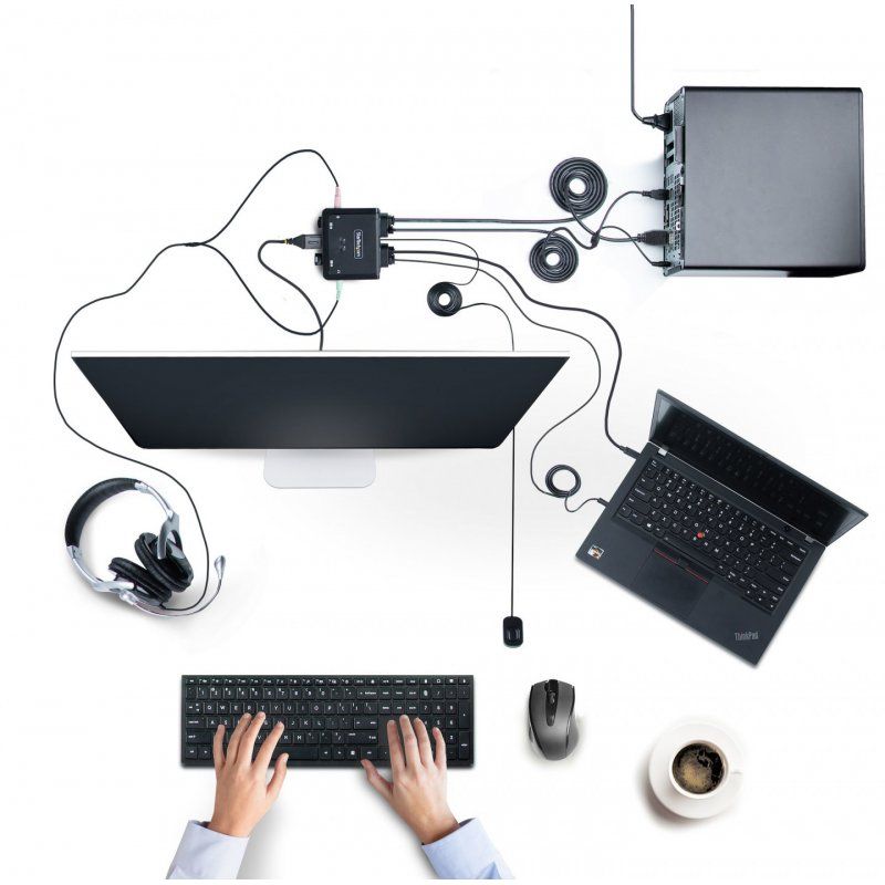 2-PORT COMPACT 4K KVM SWITCH - USB-A/USB-C CABLE KVM SWITCH