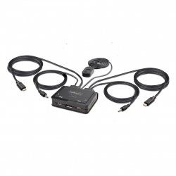 StarTech.com 2-Port USB-C Cable KVM Switch, 4K 60Hz DisplayPort Output, Compact KVM with 4ft/1.2m USB Type-C/Audio Integ
