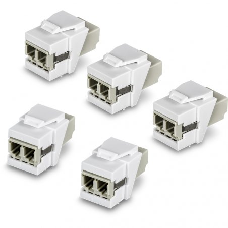 LC DUPLEX FIBER OPTIC KEYSTONECOUPLER JACKS 5-PACK