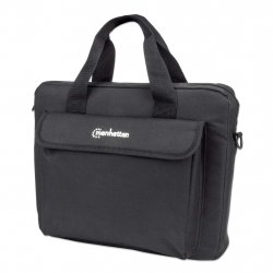 Manhattan London Laptop Bag 12.5", Top Loader, Black, LOW COST, Accessories Pocket, Shoulder Strap (removable), Notebook
