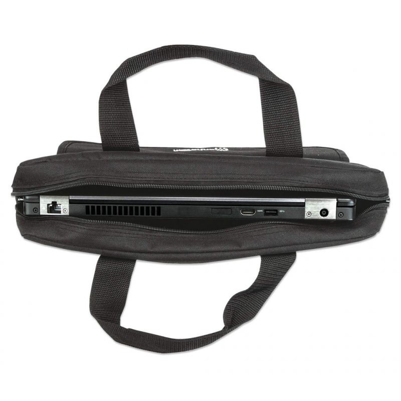 Manhattan London Laptop Bag 14.1", Top Loader, Black, LOW COST, Accessories Pocket, Shoulder Strap (removable), Notebook