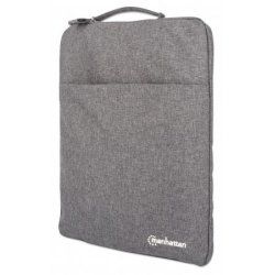 Manhattan Seattle Laptop Sleeve 15.6", Grey, Padded, Extra Soft Internal Cushioning, Main Compartment with double zips, 