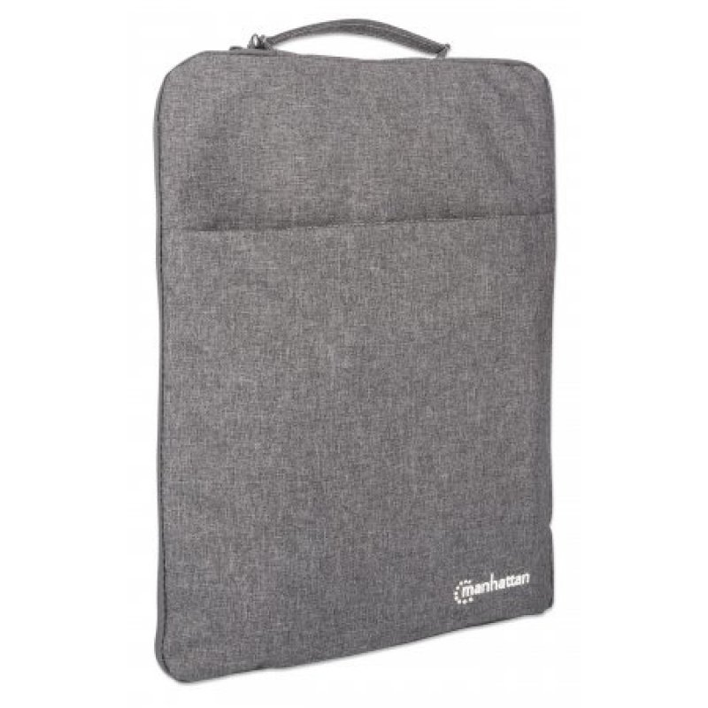Manhattan Seattle Laptop Sleeve 15.6", Grey, Padded, Extra Soft Internal Cushioning, Main Compartment with double zips, 