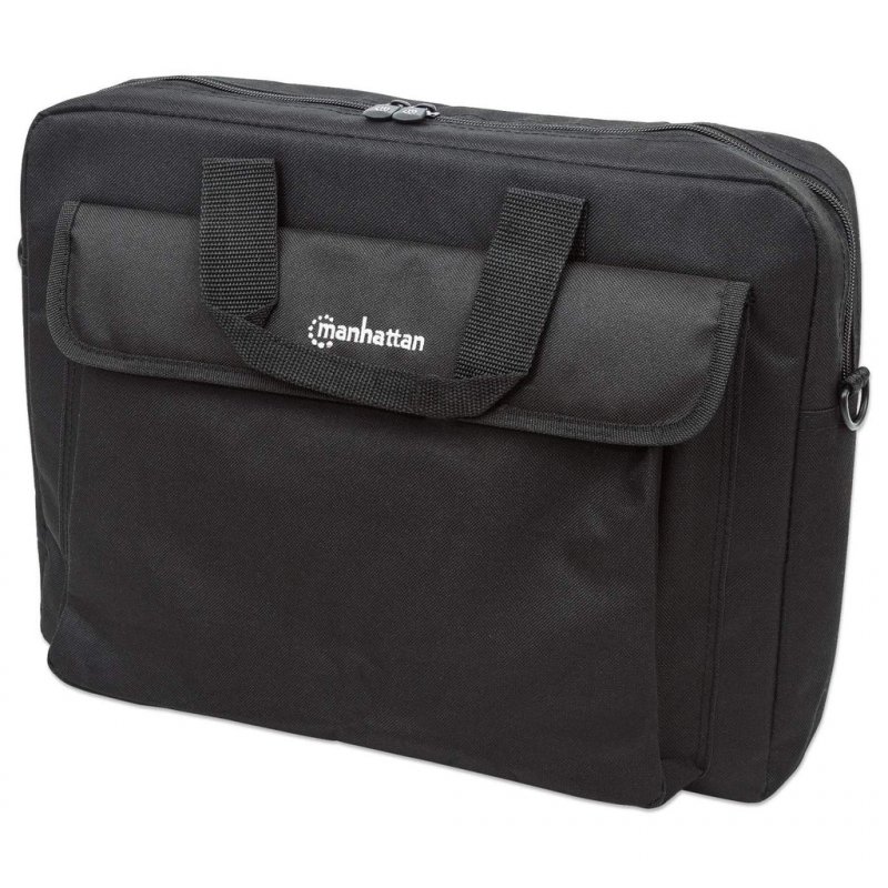 Manhattan London Laptop Bag 15.6", Top Loader, Black, LOW COST, Accessories Pocket, Shoulder Strap (removable), Cheaper 
