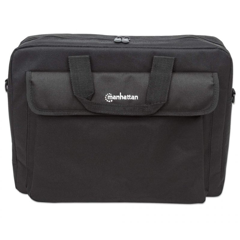 Manhattan London Laptop Bag 15.6", Top Loader, Black, LOW COST, Accessories Pocket, Shoulder Strap (removable), Cheaper 