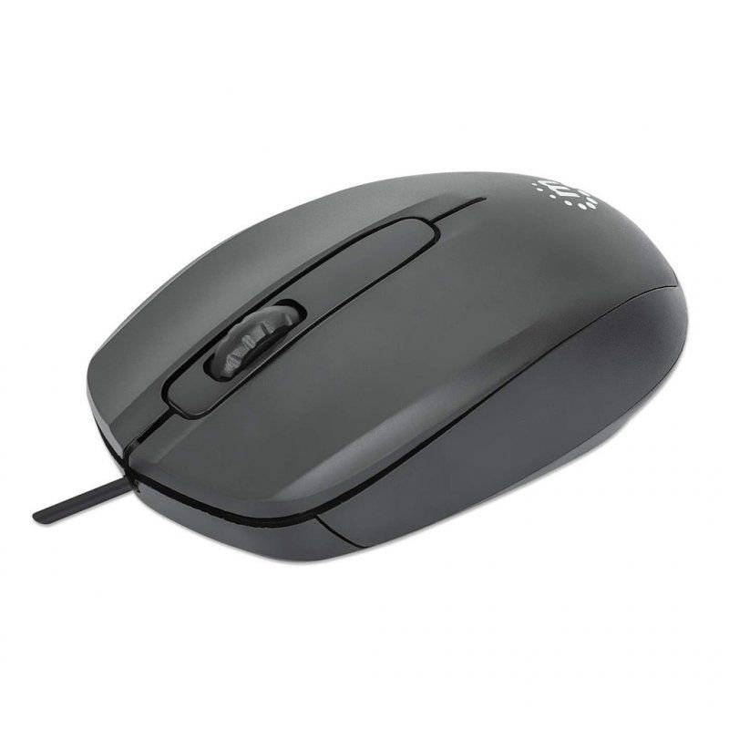 Manhattan Comfort II USB Wired Mouse, Black, 1000dpi, USB-A, Optical, Ambidextrous, Portable/Compact, Three Button with 