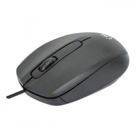 Manhattan Comfort II USB Wired Mouse, Black, 1000dpi, USB-A, Optical, Ambidextrous, Portable/Compact, Three Button with 