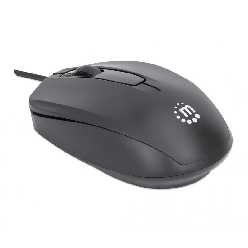 Souris Optique Filaire Manhattan Confort II - USB - 1000Dpi - Ambidextre - Plug and Play - Noire