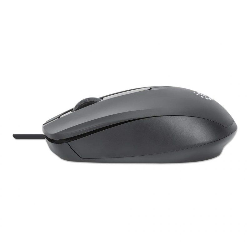Manhattan Comfort II USB Wired Mouse, Black, 1000dpi, USB-A, Optical, Ambidextrous, Portable/Compact, Three Button with 