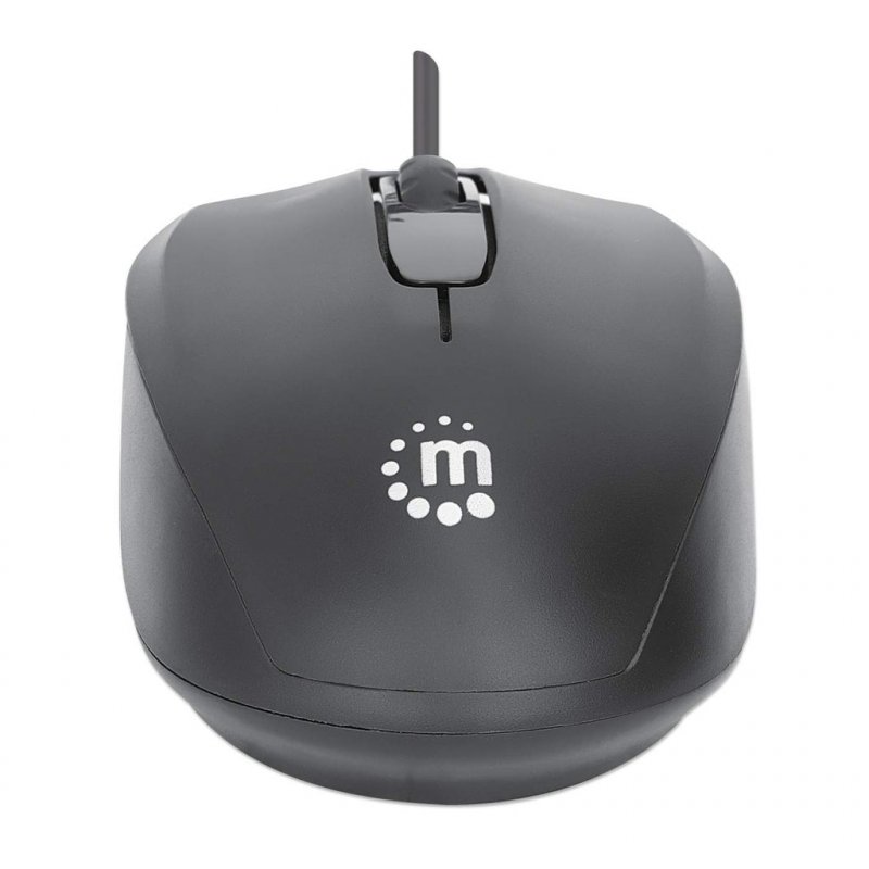 Souris Optique Filaire Manhattan Confort II - USB - 1000Dpi - Ambidextre - Plug and Play - Noire