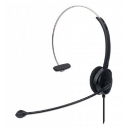 Casque mono intra-auriculaire Manhattan - USB-A - Contrôle du volume - Microphone réglable - Noir