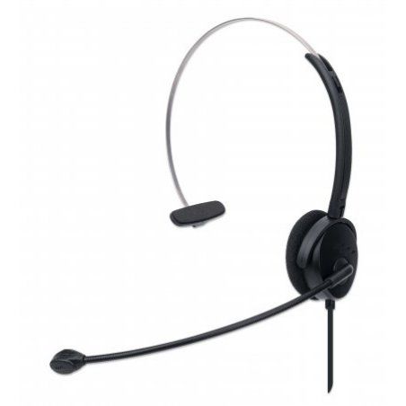 Manhattan Mono On-Ear Headset (USB), Microphone Boom (padded), Retail Box Packaging, Adjustable Headband, In-Line Volume