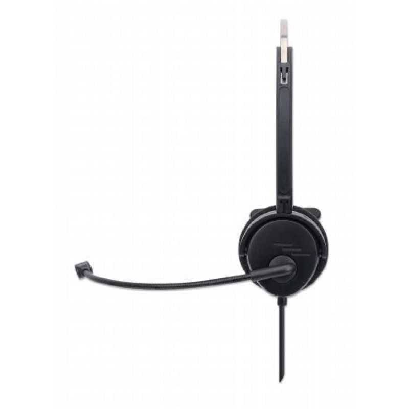 Manhattan Mono On-Ear Headset (USB), Microphone Boom (padded), Retail Box Packaging, Adjustable Headband, In-Line Volume
