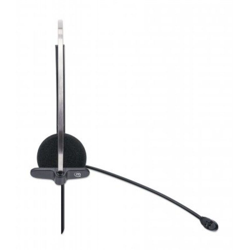 Manhattan Mono On-Ear Headset (USB), Microphone Boom (padded), Retail Box Packaging, Adjustable Headband, In-Line Volume