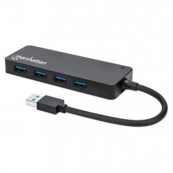 Manhattan USB-A 4-Port Hub, 4x USB-A Ports, 5 Gbps (USB 3.2 Gen1 aka USB 3.0), Bus Power, Equivalent to ST4300PBU3 & ST4