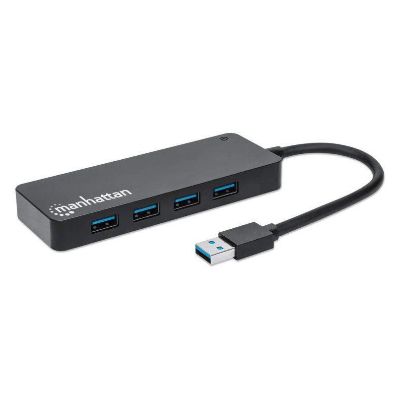 Manhattan USB-A 4-Port Hub, 4x USB-A Ports, 5 Gbps (USB 3.2 Gen1 aka USB 3.0), Bus Power, Equivalent to ST4300PBU3 & ST4