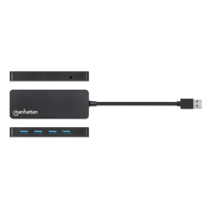 Manhattan USB-A 4-Port Hub, 4x USB-A Ports, 5 Gbps (USB 3.2 Gen1 aka USB 3.0), Bus Power, Equivalent to ST4300PBU3 & ST4