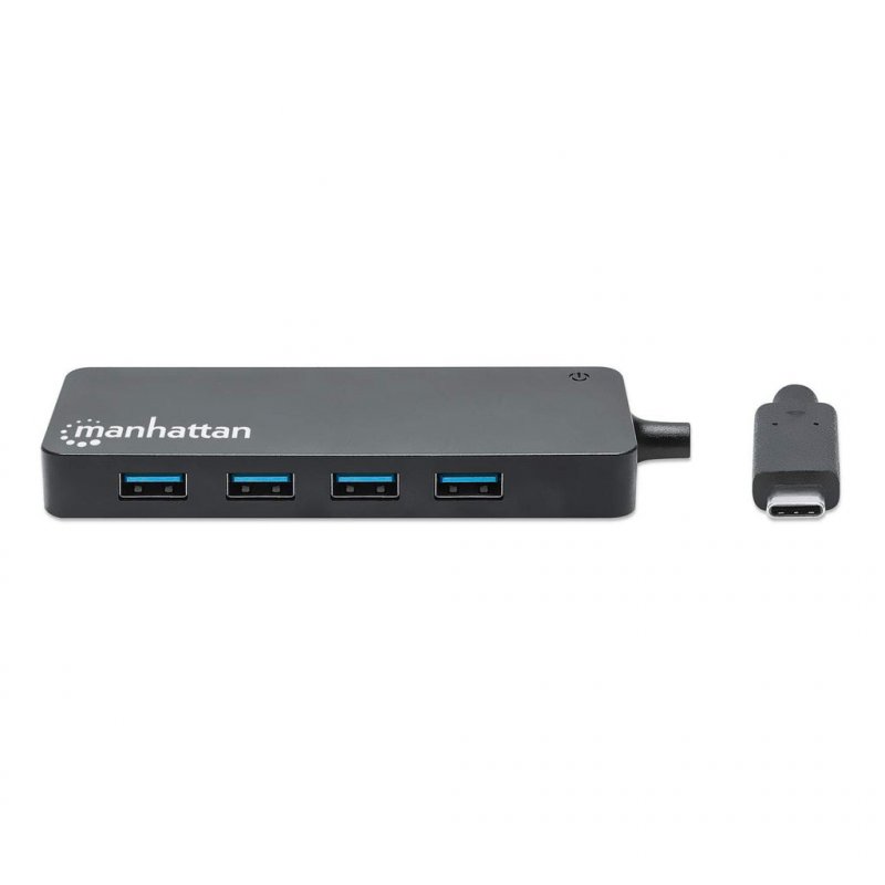 Hub USB 3.2 Manhattan - 4 ports - USB-C - Plug and Play - Noir