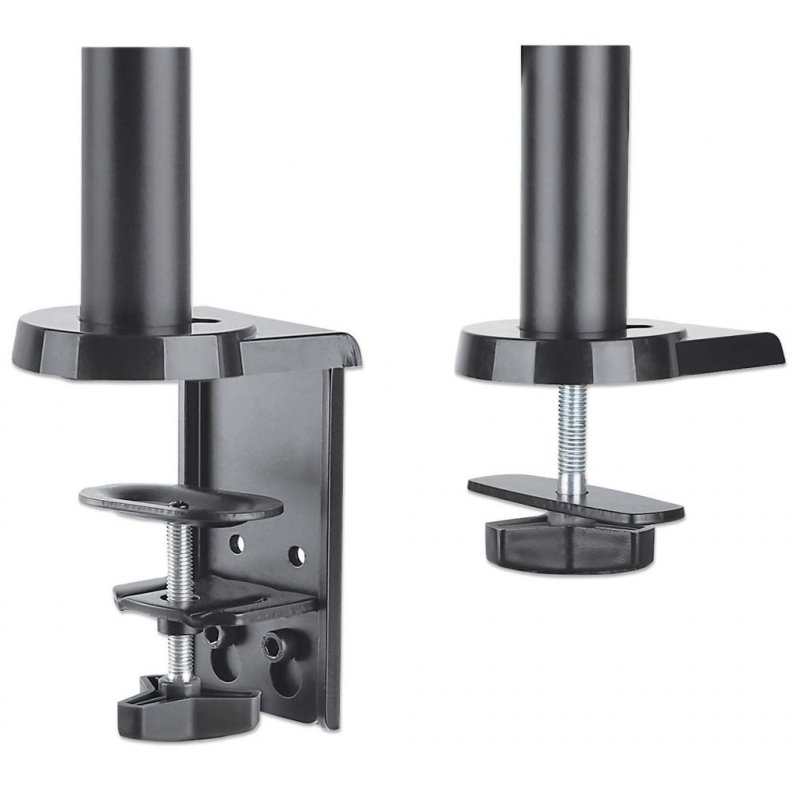 Manhattan TV & Monitor Mount, Desk, Full Motion (Gas Spring), 2 screens, Screen Sizes: 10-27", Black, Clamp or Grommet A