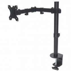 Manhattan TV & Monitor Mount, Desk, Full Motion, 1 screen, Screen Sizes: 10-27", Black, Clamp Assembly, VESA 75x75 to 10