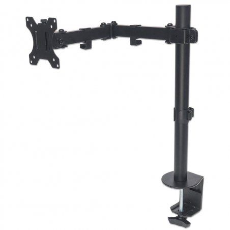 Manhattan TV & Monitor Mount, Desk, Full Motion, 1 screen, Screen Sizes: 10-27", Black, Clamp Assembly, VESA 75x75 to 10