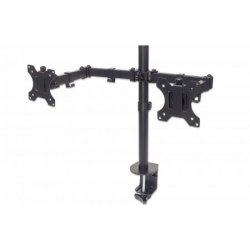 Manhattan TV & Monitor Mount, Desk, Full Motion, 2 Screens, Screen Sizes: 10-27", Black, Clamp Assembly, Dual Screen, VE