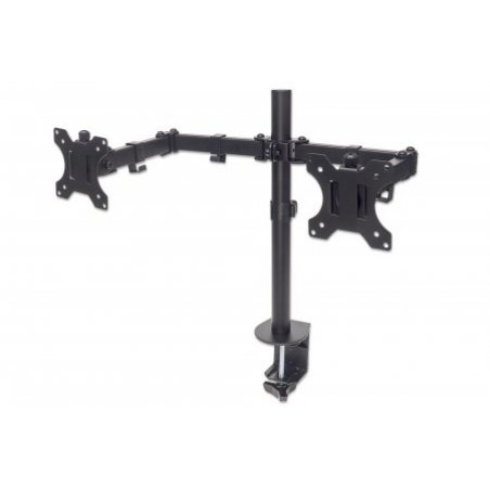 Manhattan TV & Monitor Mount, Desk, Full Motion, 2 Screens, Screen Sizes: 10-27", Black, Clamp Assembly, Dual Screen, VE