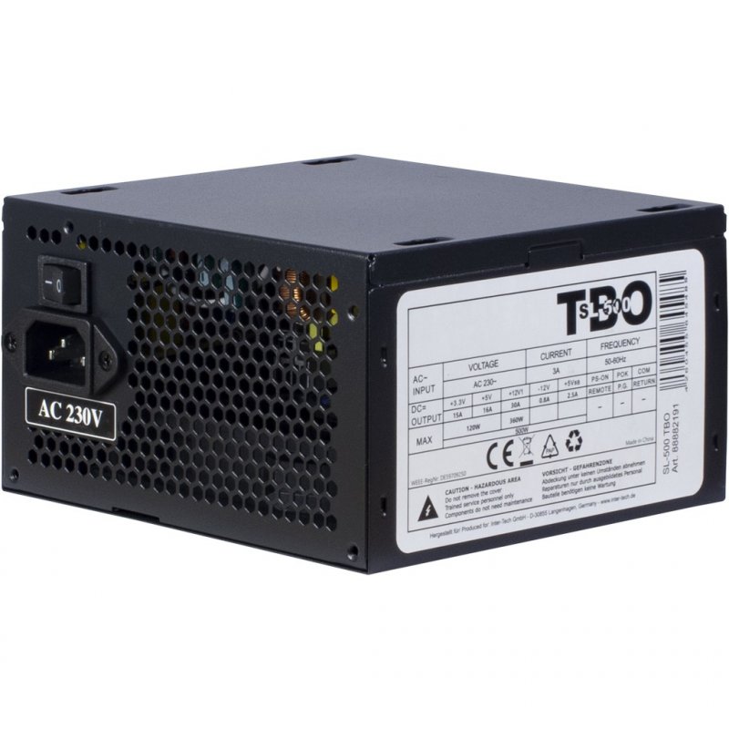 Inter-Tech SL-500 TBO unité d'alimentation d'énergie 500 W 20+4 pin ATX ATX Noir