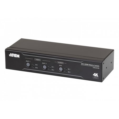 2x2 True 4K HDMI Matrix Switch with Audio De-Embedder
