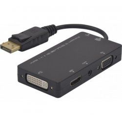 Hypertec 127377-HY video cable adapter DisplayPort DVI-D + VGA (D-Sub) + HDMI Black