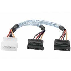 Molex to 2 x SATA power adapter cable- 15 cm