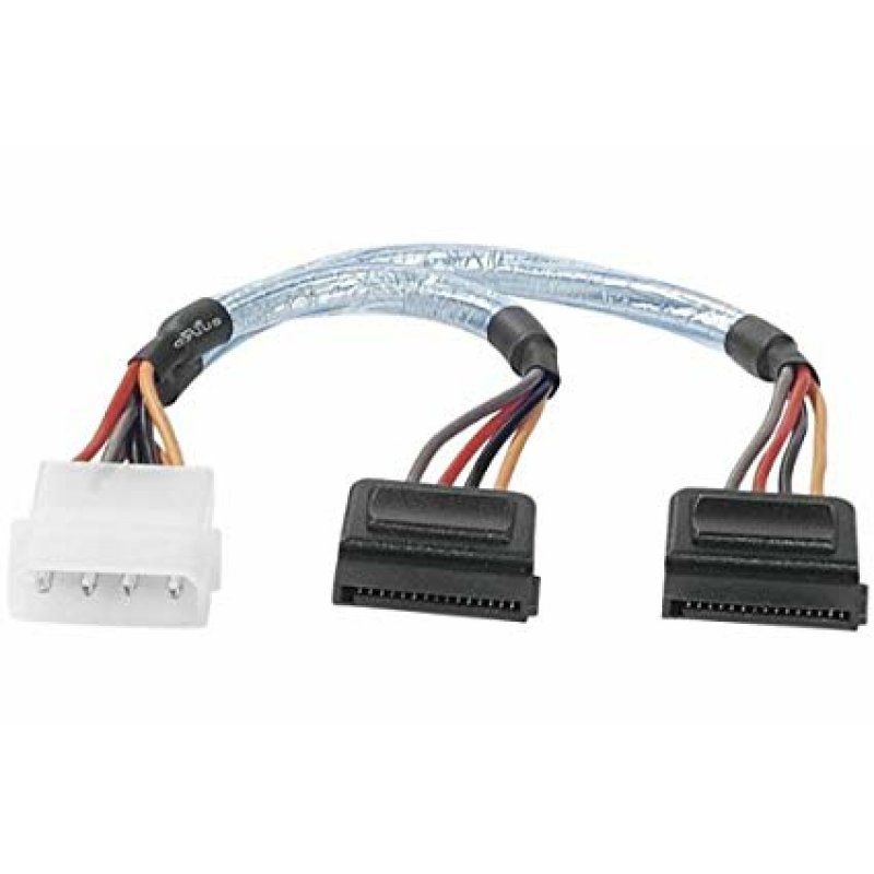Molex to 2 x SATA power adapter cable- 15 cm