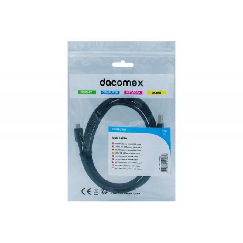 Dacomex 194003 USB cable 2 m USB 2.0 USB A Micro-USB B Black