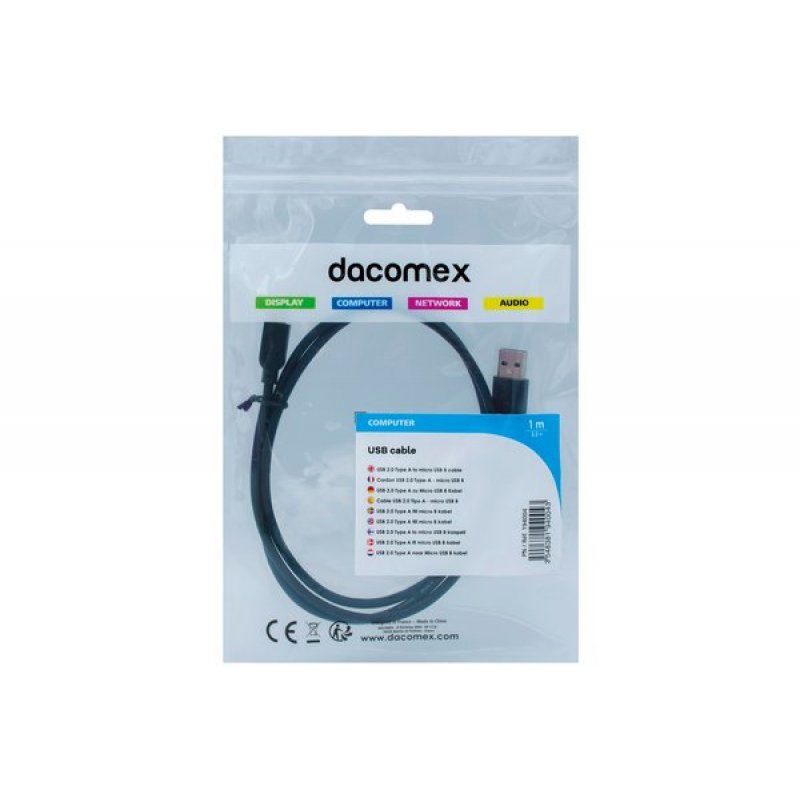 Dacomex 194004 USB cable 1 m USB 2.0 USB A Mini-USB B Black
