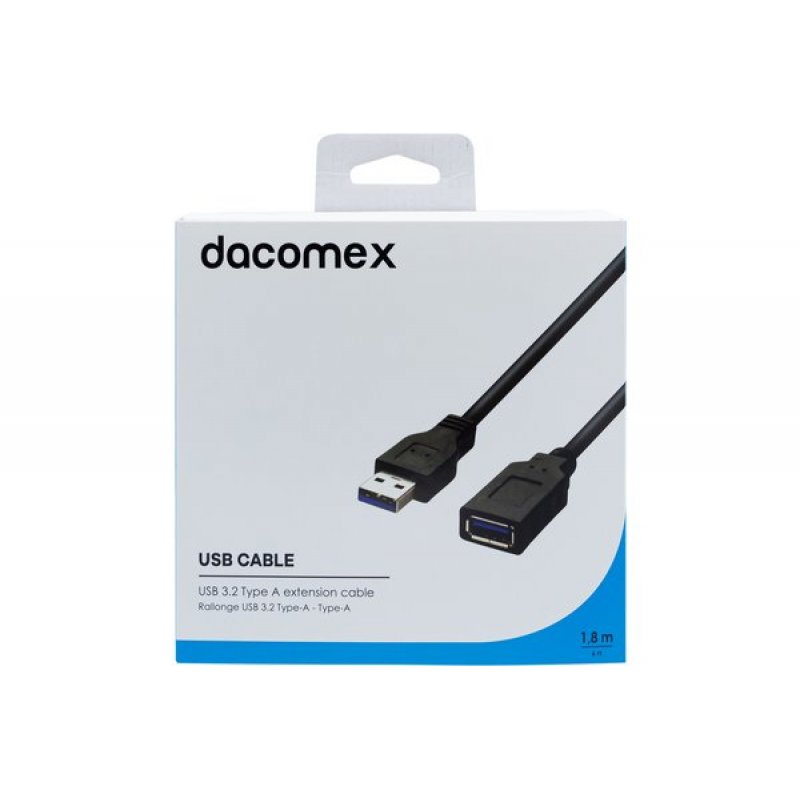 DACOMEX USB 3.1 Gen1 Type A extension cable black - 1.8 m